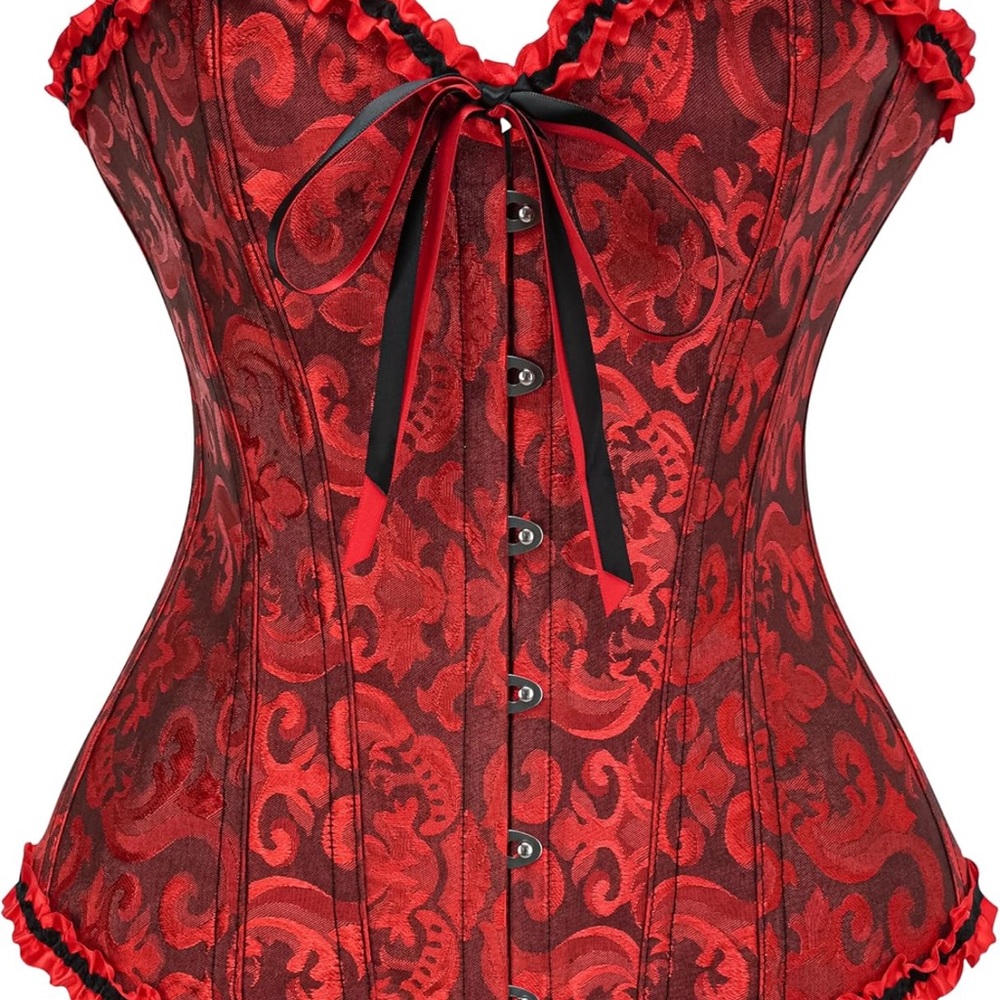 Elegant Red Corset with Black Accents (NWT)